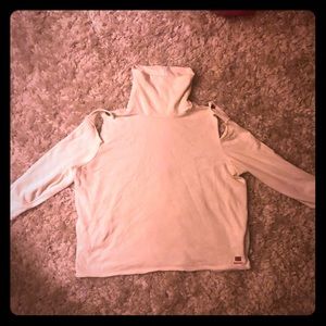 Peace love world cold shoulder sweatshirt